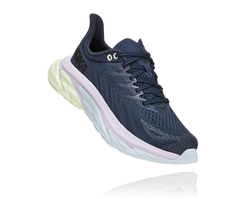Hoka One One Clifton Edge Löparskor Dam Marinblå/LjusLila - SE-5082332